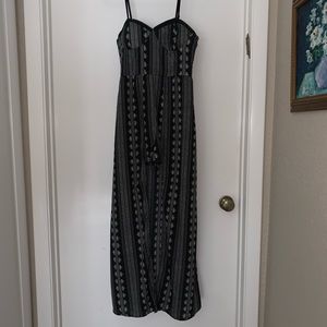 Black tank top jumpsuit (shorts with long train)